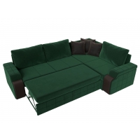 Угловой диван Николь (велюр зелёный коричневый) - Изображение 1